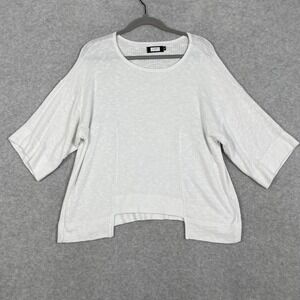 Sympli Canada Oversize Knit Top Womens 8 Minimalist Lagenlook Stretch White